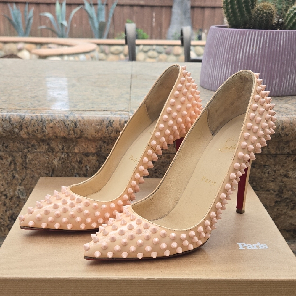 Christian Louboutin Spiked Nude Heels